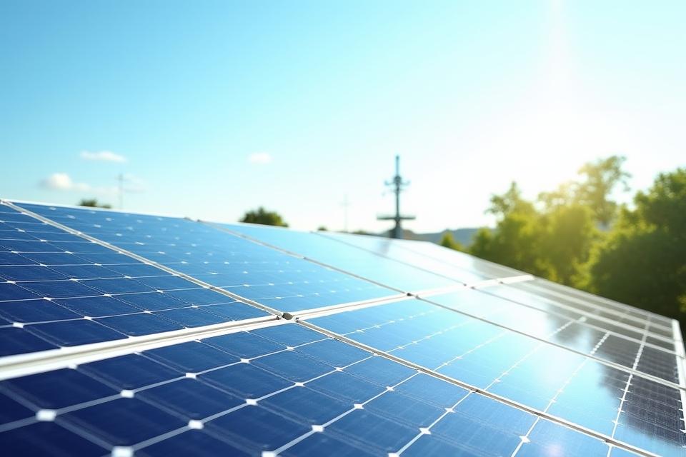 Solar panel installation on a commercial building